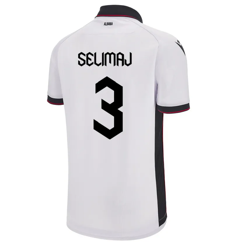 Danxen Damen Albanien Ermis Selimaj #3 Weiß Auswärtstrikot Trikot 24-26 T-Shirt