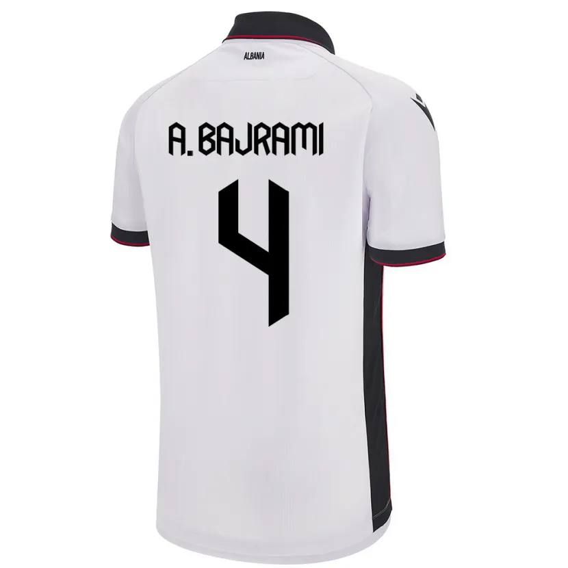 Danxen Damen Albanien Adrian Bajrami #4 Weiß Auswärtstrikot Trikot 24-26 T-Shirt