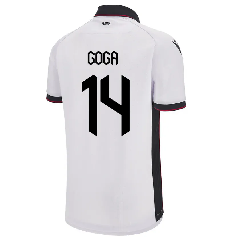 Danxen Damen Albanien Ergi Goga #14 Weiß Auswärtstrikot Trikot 24-26 T-Shirt