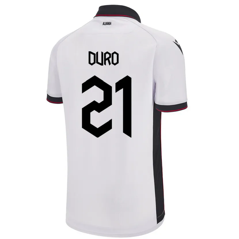 Danxen Damen Albanien Dejvi Duro #21 Weiß Auswärtstrikot Trikot 24-26 T-Shirt