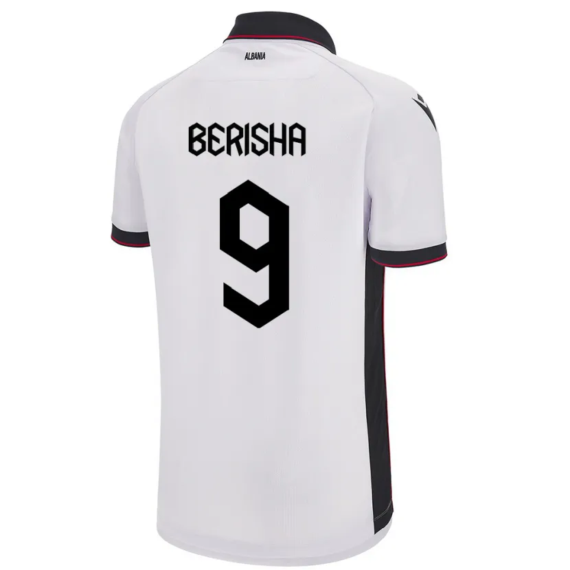 Danxen Damen Albanien Fortesa Berisha #9 Weiß Auswärtstrikot Trikot 24-26 T-Shirt