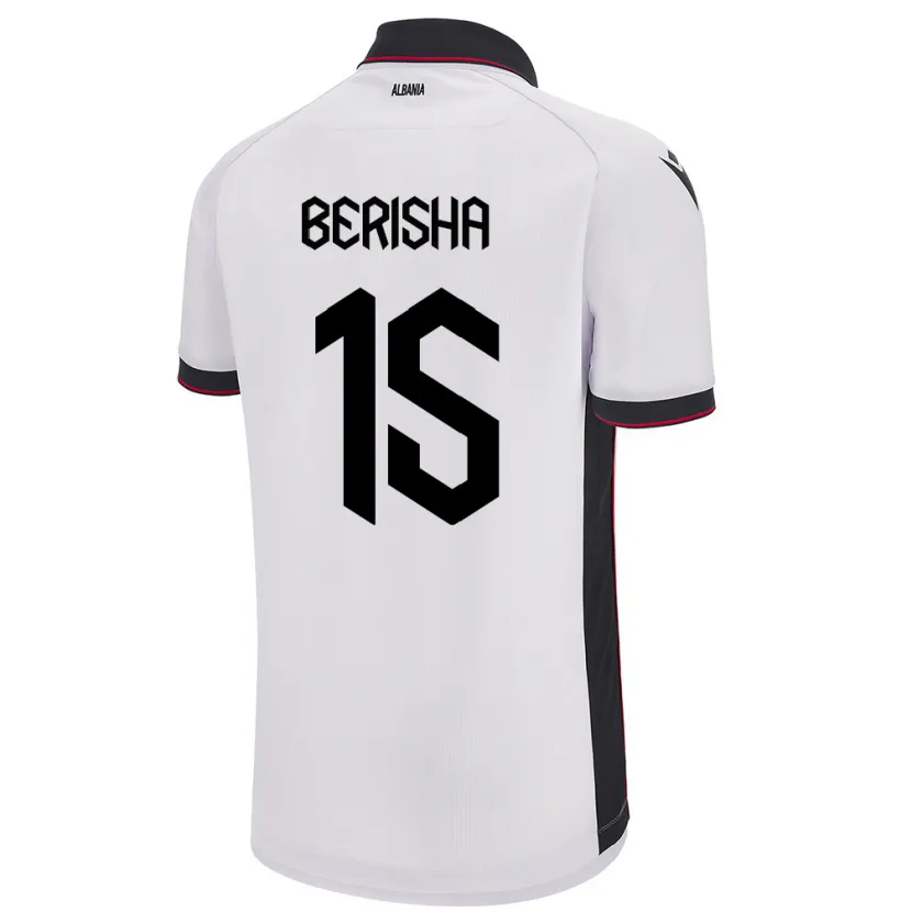 Danxen Damen Albanien Gresa Berisha #15 Weiß Auswärtstrikot Trikot 24-26 T-Shirt