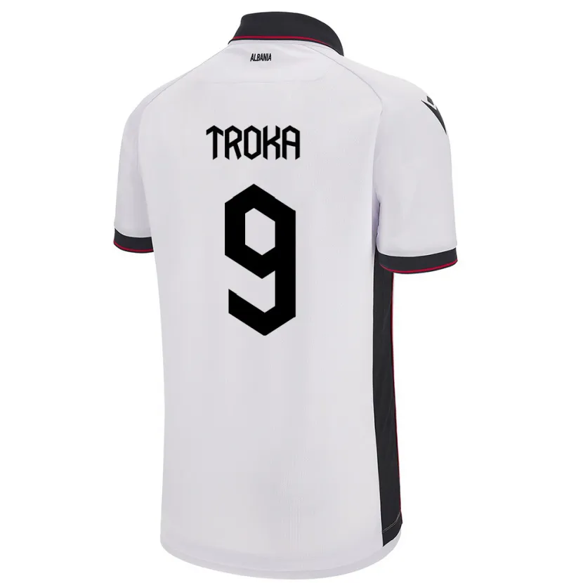 Danxen Damen Albanien Valentina Troka #9 Weiß Auswärtstrikot Trikot 24-26 T-Shirt