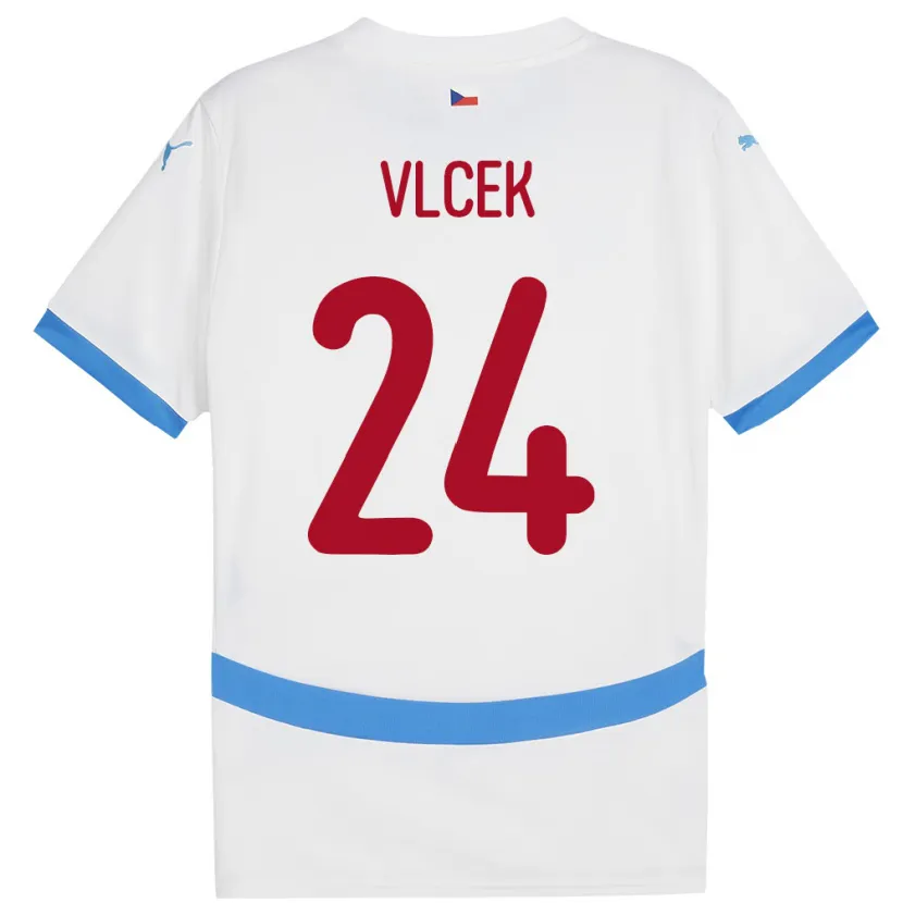 Danxen Damen Tschechien Tomas Vlcek #24 Weiß Auswärtstrikot Trikot 24-26 T-Shirt