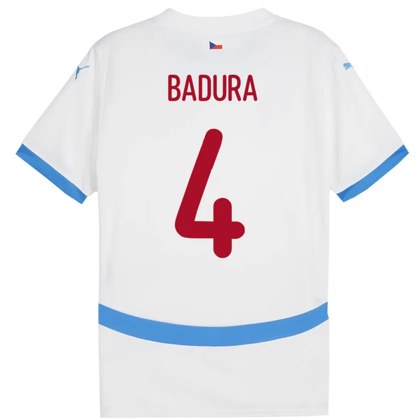 Danxen Damen Tschechien Vitezslav Badura #4 Weiß Auswärtstrikot Trikot 24-26 T-Shirt