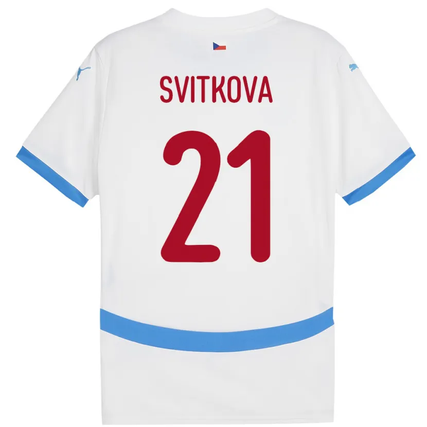 Danxen Damen Tschechien Kateřina Svitková #21 Weiß Auswärtstrikot Trikot 24-26 T-Shirt