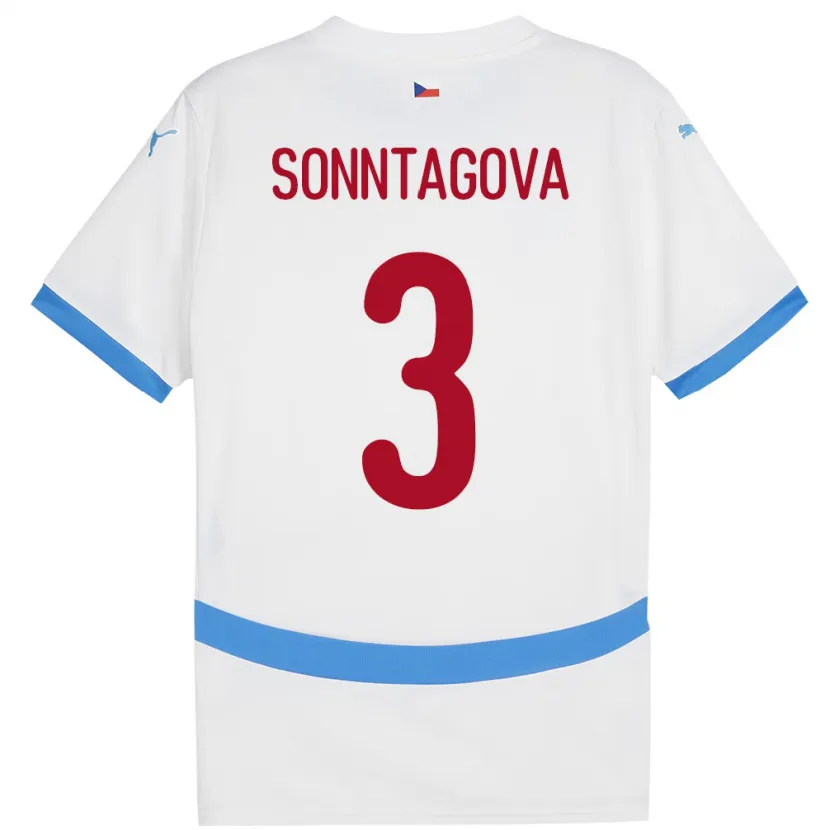 Danxen Damen Tschechien Eliška Sonntagová #3 Weiß Auswärtstrikot Trikot 24-26 T-Shirt