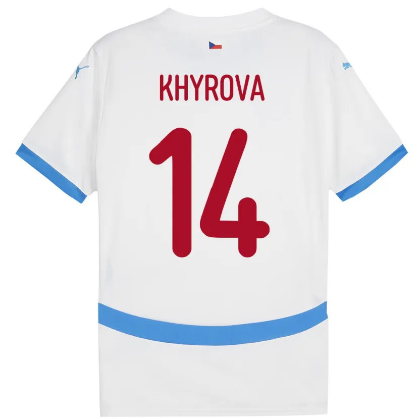 Danxen Damen Tschechien Michaela Khýrová #14 Weiß Auswärtstrikot Trikot 24-26 T-Shirt