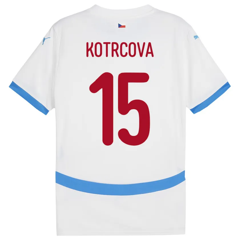 Danxen Damen Tschechien Kateřina Kotrčová #15 Weiß Auswärtstrikot Trikot 24-26 T-Shirt