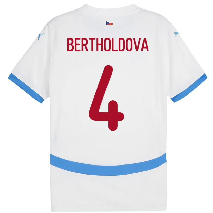 Danxen Damen Tschechien Petra Bertholdová #4 Weiß Auswärtstrikot Trikot 24-26 T-Shirt