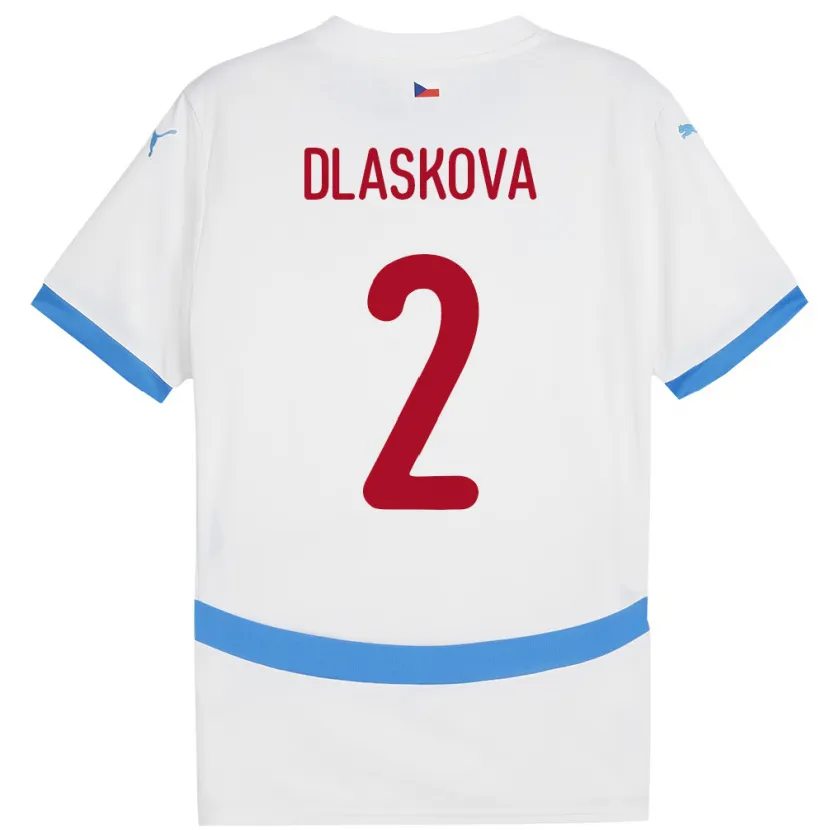 Danxen Damen Tschechien Anna Dlasková #2 Weiß Auswärtstrikot Trikot 24-26 T-Shirt