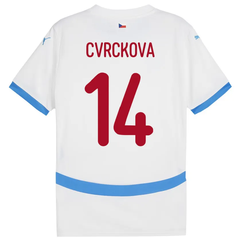 Danxen Damen Tschechien Klára Cvrčková #14 Weiß Auswärtstrikot Trikot 24-26 T-Shirt