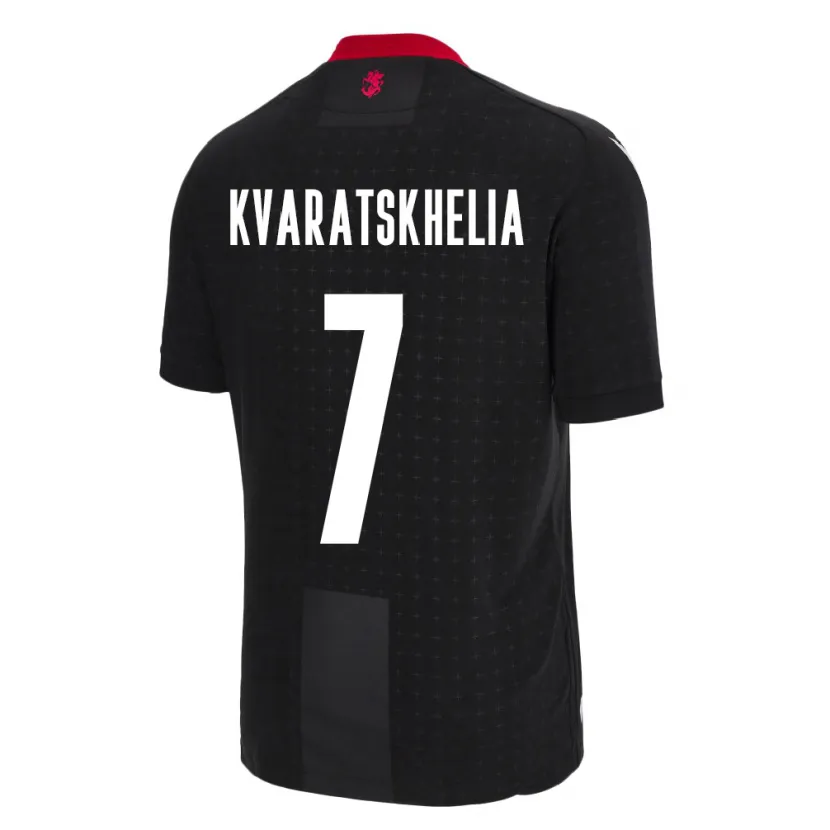 Danxen Damen Georgien Khvicha Kvaratskhelia #7 Schwarz Auswärtstrikot Trikot 24-26 T-Shirt