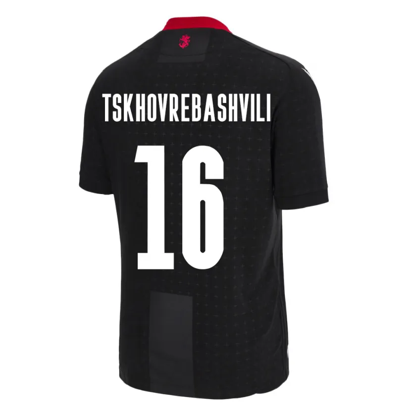 Danxen Damen Georgien Nikoloz Tskhovrebashvili #16 Schwarz Auswärtstrikot Trikot 24-26 T-Shirt
