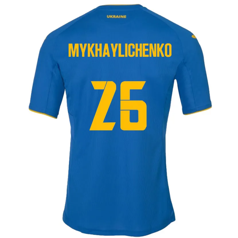 Danxen Damen Ukraine Bogdan Mykhaylichenko #26 Blau Auswärtstrikot Trikot 24-26 T-Shirt