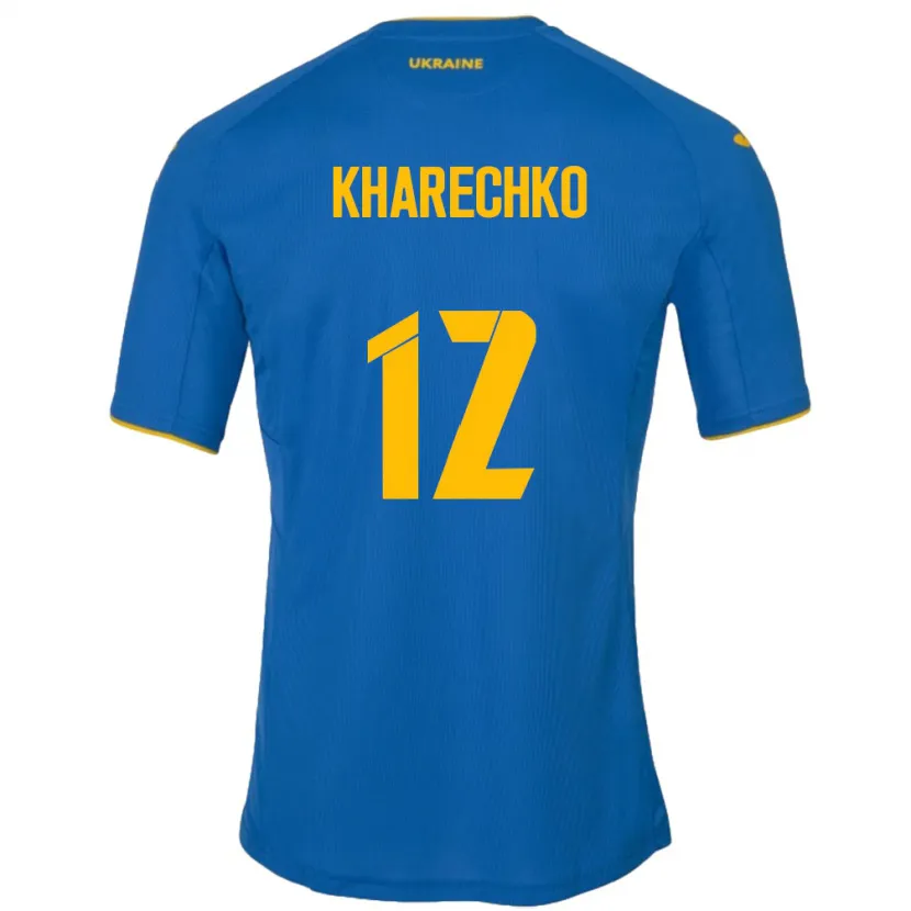 Danxen Damen Ukraine Oleksandr Kharechko #12 Blau Auswärtstrikot Trikot 24-26 T-Shirt
