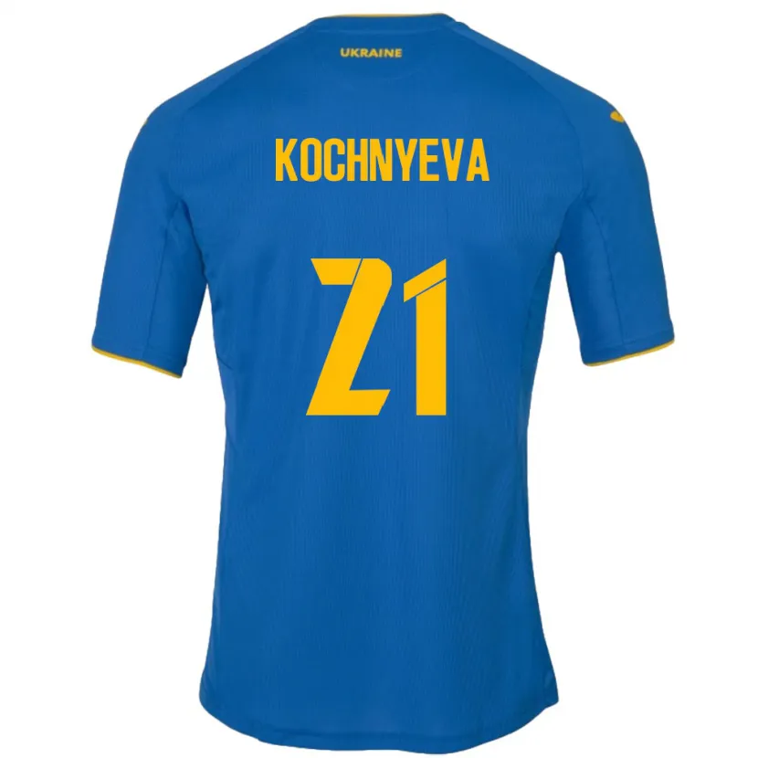 Danxen Damen Ukraine Iryna Kochnyeva #21 Blau Auswärtstrikot Trikot 24-26 T-Shirt