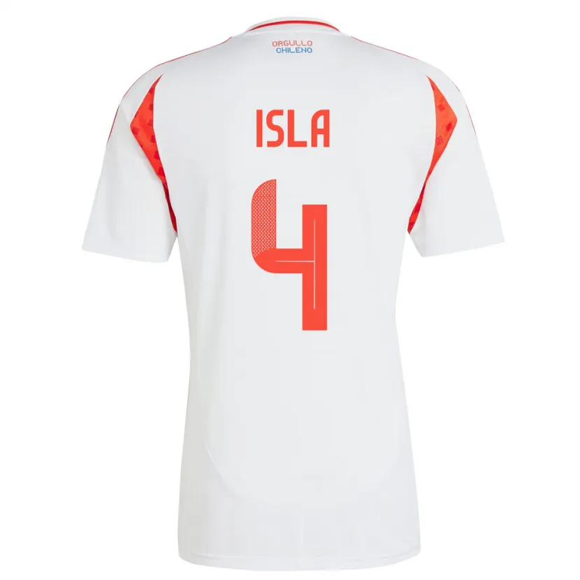 Danxen Damen Chile Mauricio Isla #4 Weiß Auswärtstrikot Trikot 24-26 T-Shirt