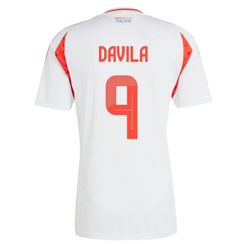 Danxen Damen Chile Víctor Dávila #9 Weiß Auswärtstrikot Trikot 24-26 T-Shirt