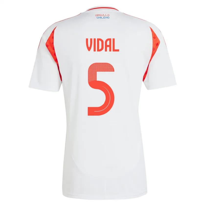 Danxen Damen Chile Valentín Vidal #5 Weiß Auswärtstrikot Trikot 24-26 T-Shirt