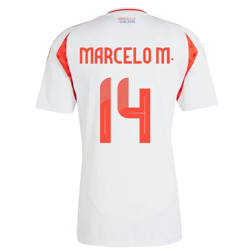 Danxen Damen Chile Marcelo Morales #14 Weiß Auswärtstrikot Trikot 24-26 T-Shirt