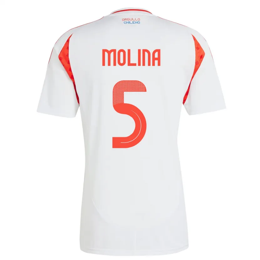 Danxen Damen Chile Benjamín Molina #5 Weiß Auswärtstrikot Trikot 24-26 T-Shirt