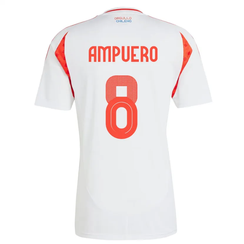 Danxen Damen Chile Benjamín Ampuero #8 Weiß Auswärtstrikot Trikot 24-26 T-Shirt