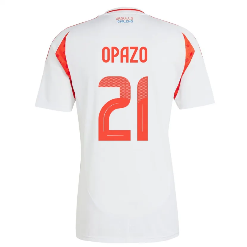 Danxen Damen Chile Diego Opazo #21 Weiß Auswärtstrikot Trikot 24-26 T-Shirt