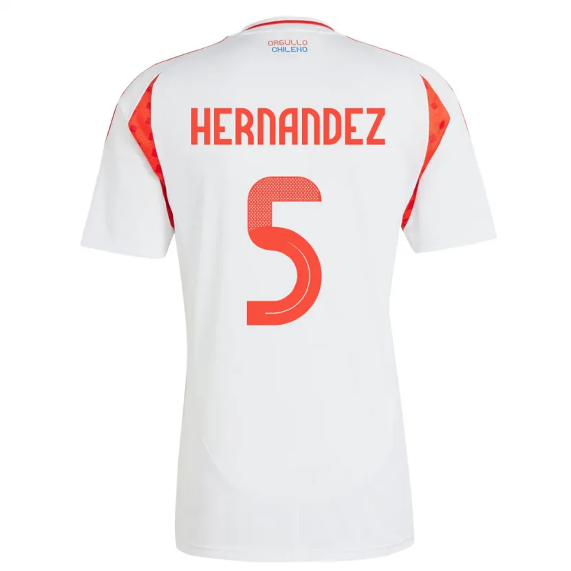 Danxen Damen Chile Monserrat Hernández #5 Weiß Auswärtstrikot Trikot 24-26 T-Shirt