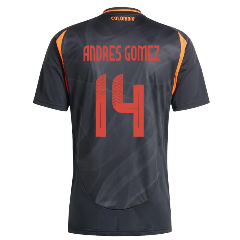 Danxen Damen Kolumbien Carlos Andrés Gómez #14 Schwarz Auswärtstrikot Trikot 24-26 T-Shirt