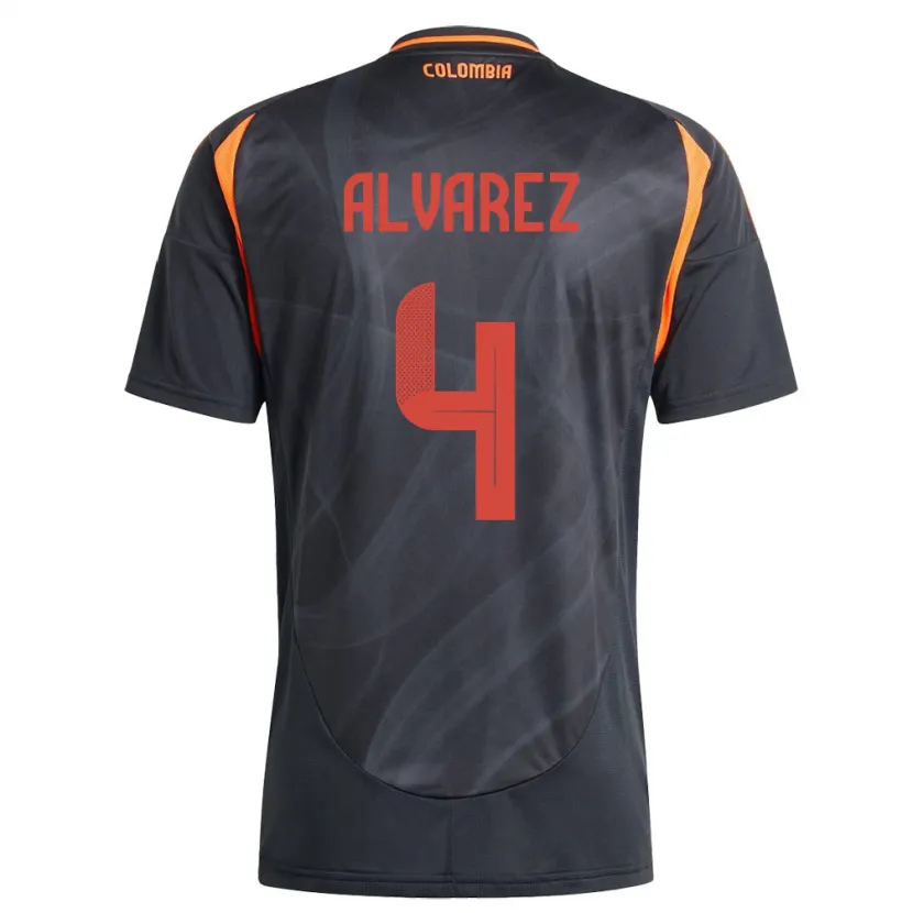 Danxen Damen Kolumbien Fernando Álvarez #4 Schwarz Auswärtstrikot Trikot 24-26 T-Shirt