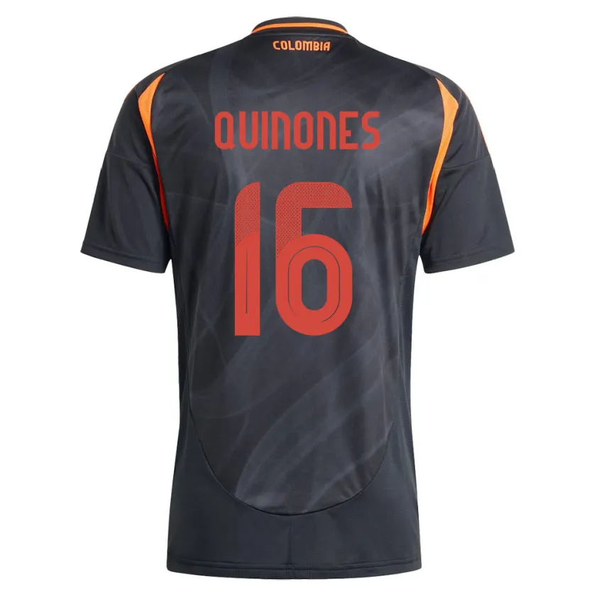 Danxen Damen Kolumbien Nelson Quiñónes #16 Schwarz Auswärtstrikot Trikot 24-26 T-Shirt