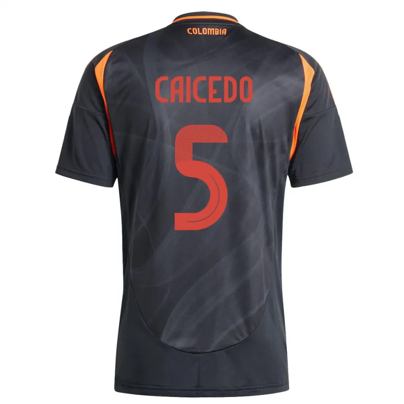 Danxen Damen Kolumbien Kelly Caicedo #5 Schwarz Auswärtstrikot Trikot 24-26 T-Shirt