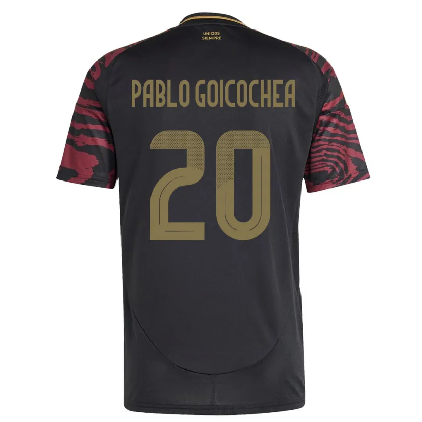 Danxen Damen Peru Juan Pablo Goicochea #20 Schwarz Auswärtstrikot Trikot 24-26 T-Shirt