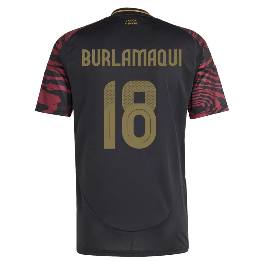 Danxen Damen Peru Alessandro Burlamaqui #18 Schwarz Auswärtstrikot Trikot 24-26 T-Shirt