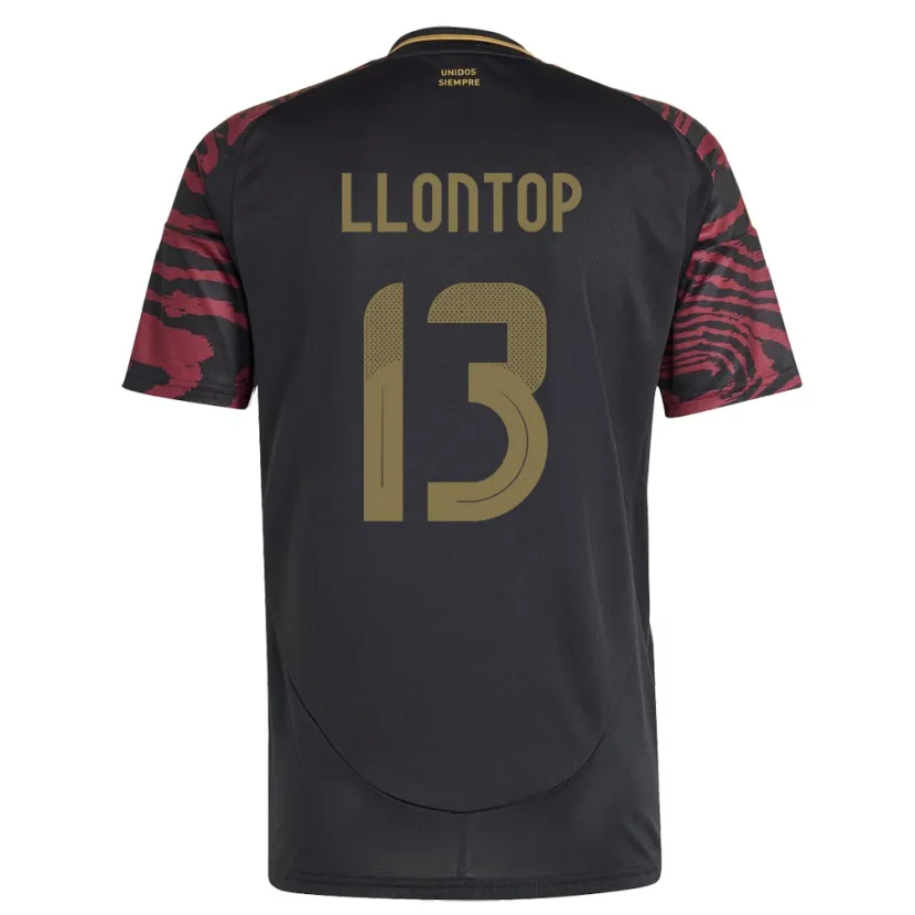 Danxen Damen Peru Mathías Llontop #13 Schwarz Auswärtstrikot Trikot 24-26 T-Shirt