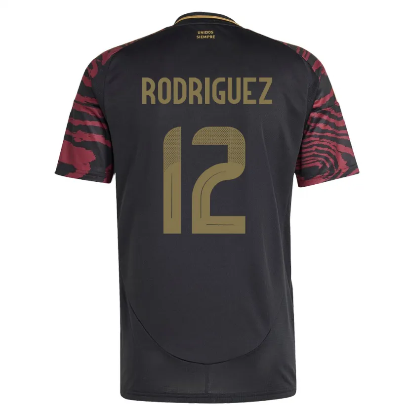 Danxen Damen Peru Jhefferson Rodríguez #12 Schwarz Auswärtstrikot Trikot 24-26 T-Shirt