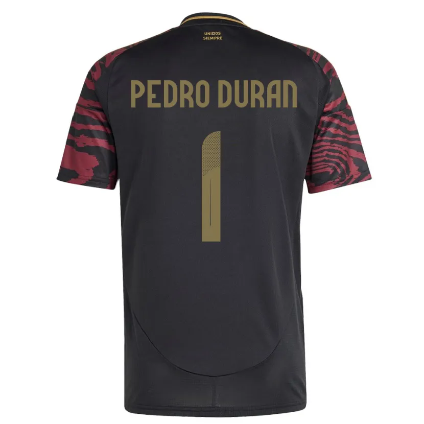 Danxen Damen Peru Juan Pedro Durán #1 Schwarz Auswärtstrikot Trikot 24-26 T-Shirt