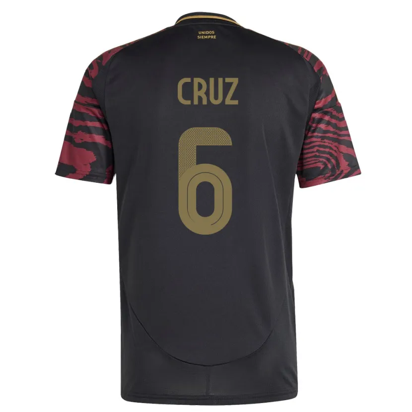 Danxen Damen Peru Esteban Cruz #6 Schwarz Auswärtstrikot Trikot 24-26 T-Shirt