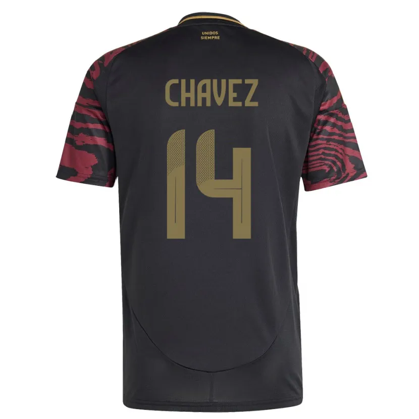 Danxen Damen Peru Felipe Chávez #14 Schwarz Auswärtstrikot Trikot 24-26 T-Shirt
