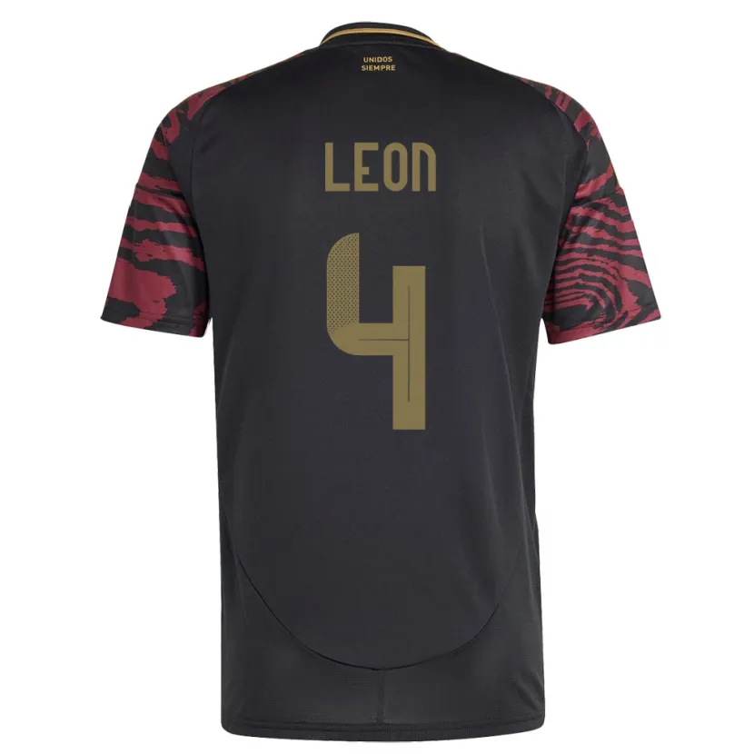 Danxen Damen Peru Mía León #4 Schwarz Auswärtstrikot Trikot 24-26 T-Shirt