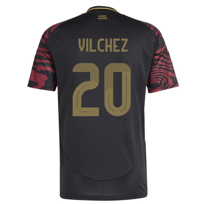 Danxen Damen Peru Alondra Vílchez #20 Schwarz Auswärtstrikot Trikot 24-26 T-Shirt