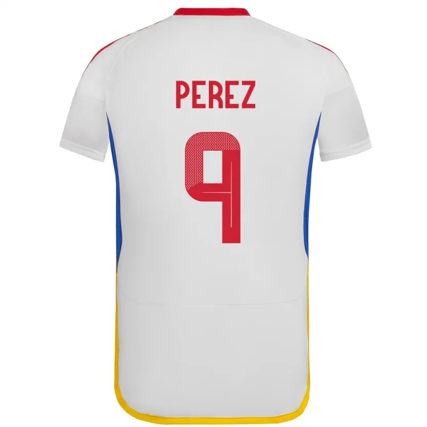 Danxen Damen Venezuela Daniel Pérez #9 Weiß Auswärtstrikot Trikot 24-26 T-Shirt