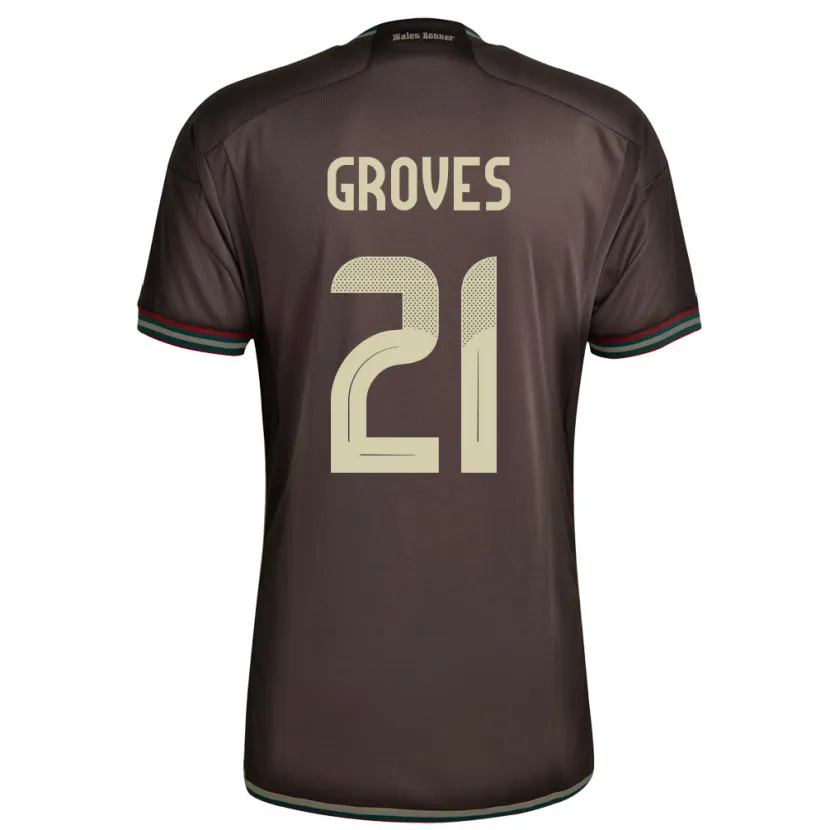 Danxen Damen Jamaika Isreala Groves #21 Nachtbraun Auswärtstrikot Trikot 24-26 T-Shirt