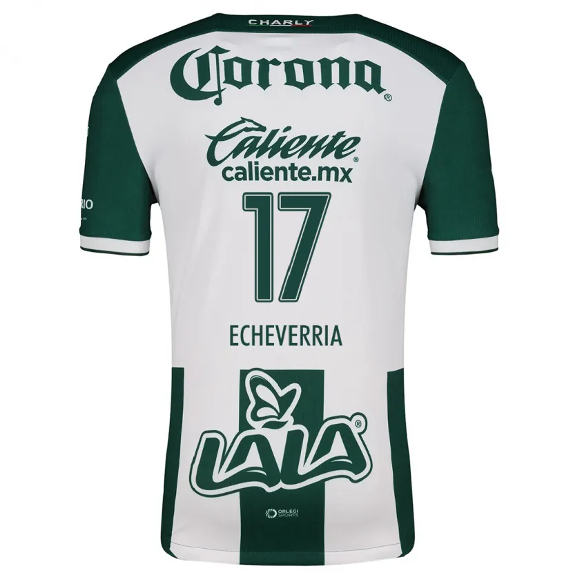 Danxen Kinder Emmanuel Echeverría #17 Grün Weiß Heimtrikot Trikot 2024/25 T-Shirt