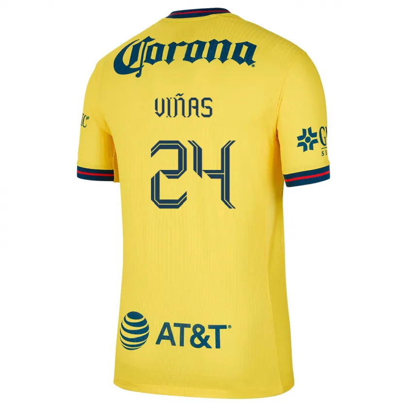 Danxen Kinder Federico Viñas #24 Gelb Blau Heimtrikot Trikot 2024/25 T-Shirt