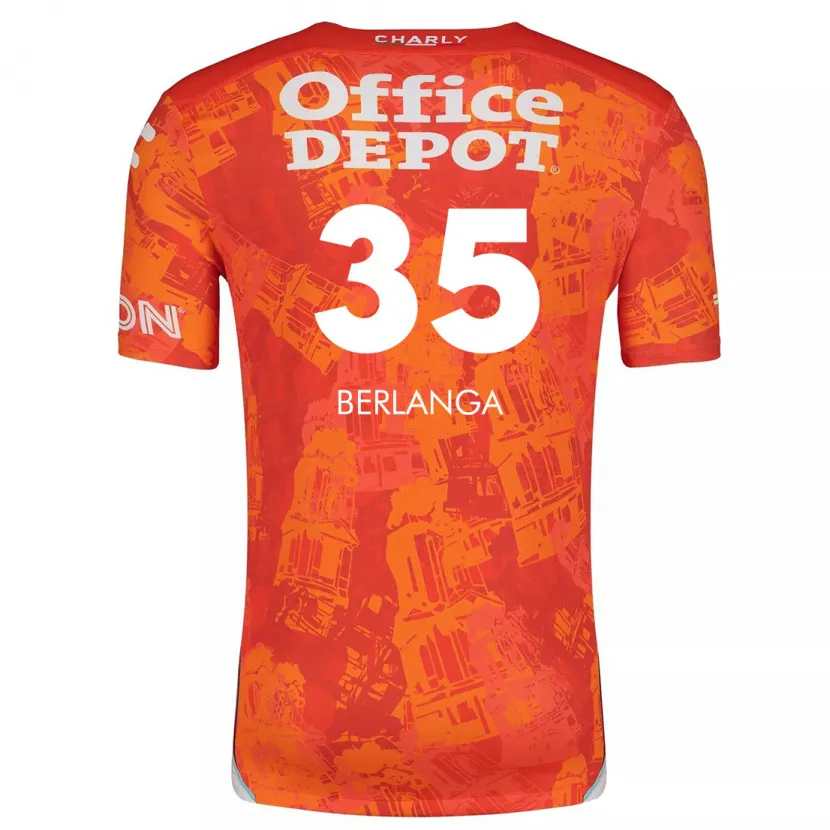 Danxen Kinder Jorge Berlanga #35 Orange Weiß Auswärtstrikot Trikot 2024/25 T-Shirt