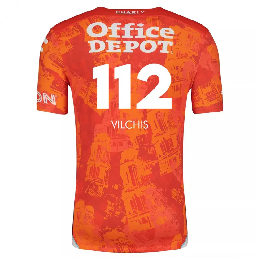 Danxen Kinder Leonardo Vílchis #112 Orange Weiß Auswärtstrikot Trikot 2024/25 T-Shirt