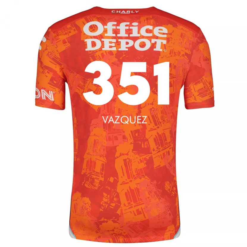 Danxen Kinder Maximo Vázquez #351 Orange Weiß Auswärtstrikot Trikot 2024/25 T-Shirt