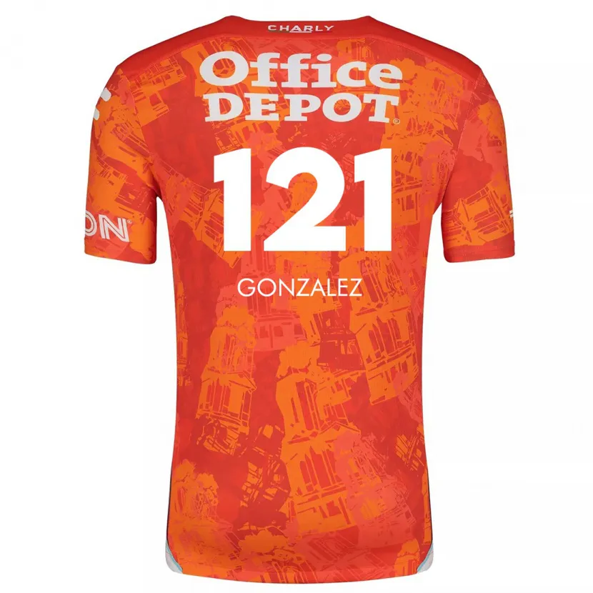 Danxen Kinder Cristian González #121 Orange Weiß Auswärtstrikot Trikot 2024/25 T-Shirt